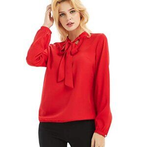 J.Crew Tie-Neck Blouse - Red - Size Small